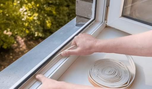 Person sealing windows