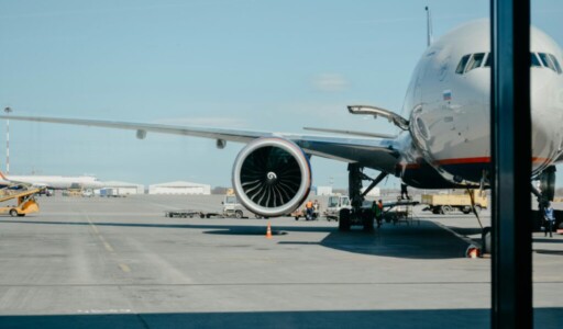 A plane at an airport