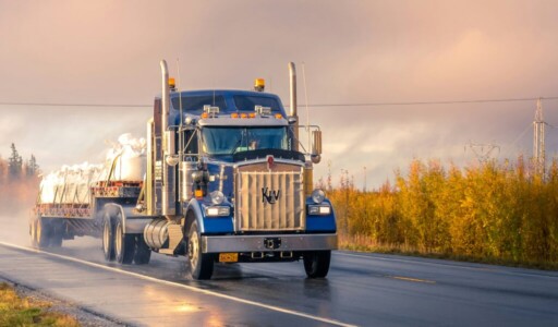 Truck driving on the road